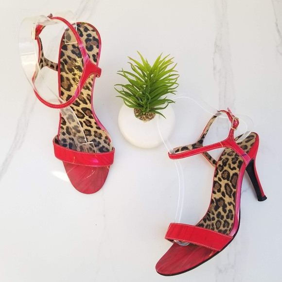 Dolce & Gabbana Heels Sandals Floral Red Open Toe - Picture 1 of 8